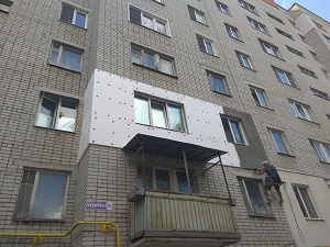 Утепление фасада стены кв.70 дома по улице Красноармейская 170-б